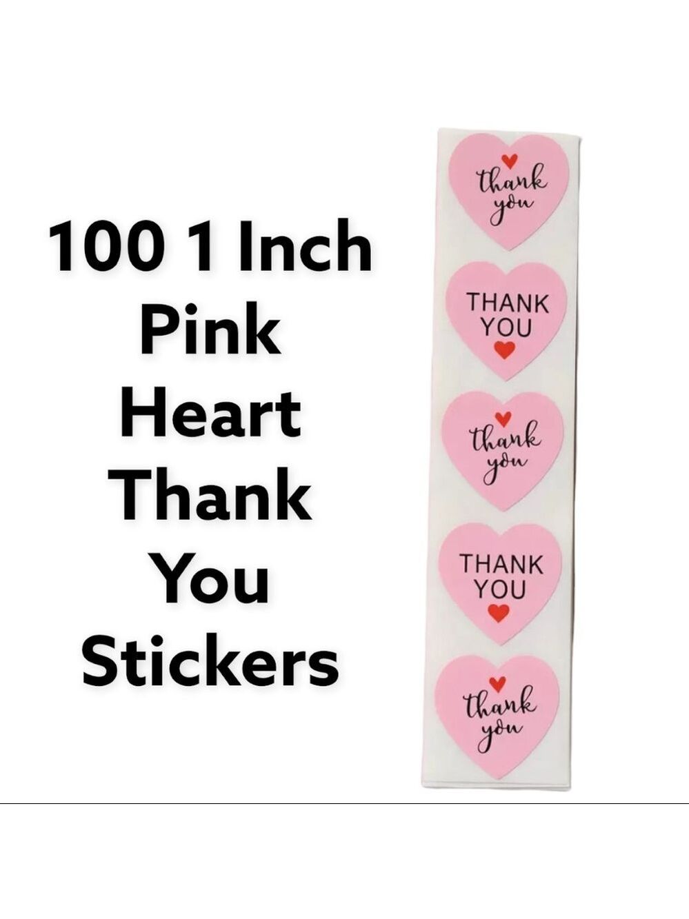 100 Pack Pink Heart Thank You Stickers 1Inch 2 Designs PRICE IS FIRM HOST PICK - Picture 1 of 2